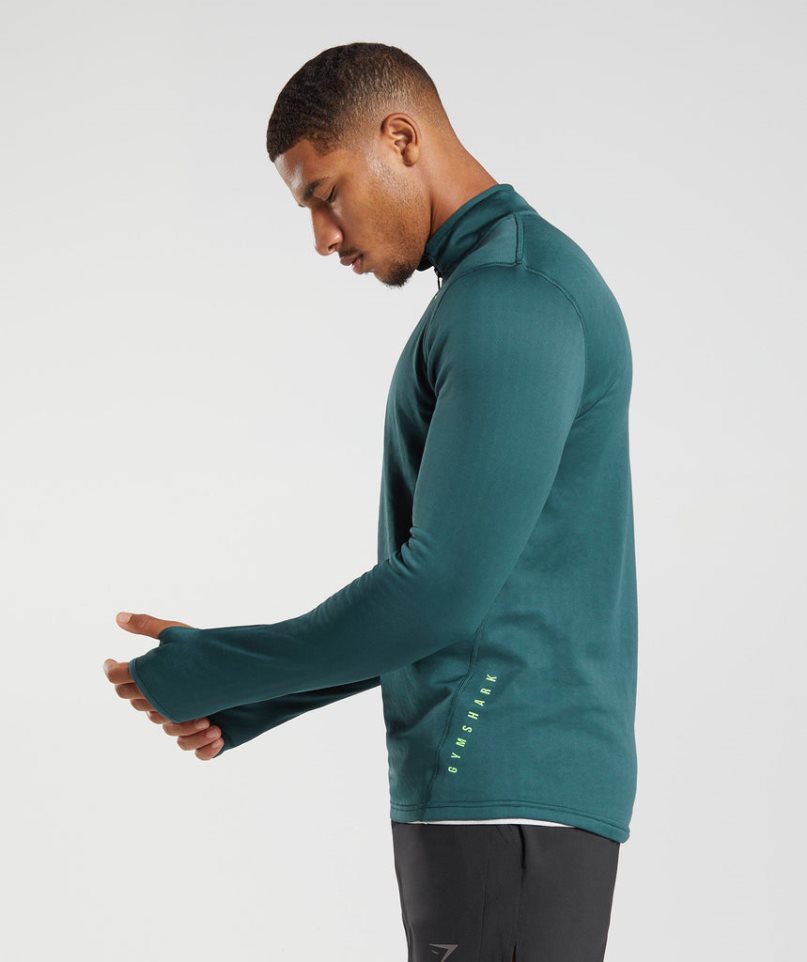 Men's Gymshark Sport 1/4 Zip Sweatshirts Turquoise | NZ 0XMZFU